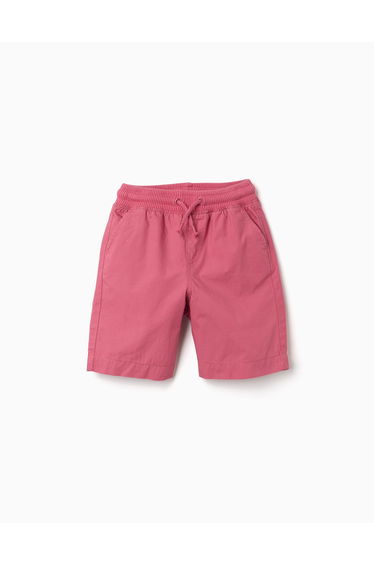Midi Poplin Shorts With Drawstring And Pockets For Boys Dark Pink
