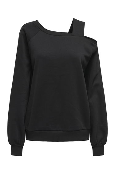 Black one shoulder knit sweater