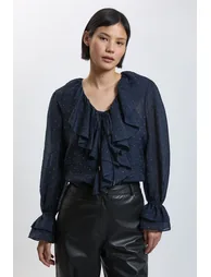 Petite Hotfix Tencel Frill Front Blouse
