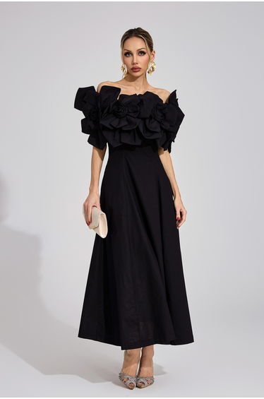 Dove Black Floral Maxi Dress