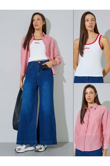 Pack of 2 - Striped Long Sleeve Shirt and Tank Set