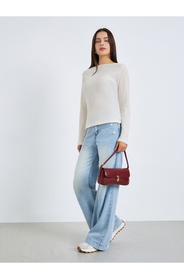 Women Cream Long Sleeve Knit Top