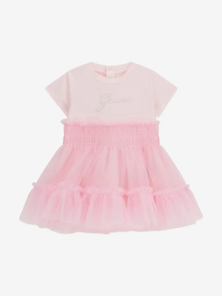 Guess Baby Girls Mixed Fabric Dress in Pink - 2