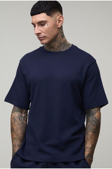 Tall Essential Regular Waffle T-Shirt - navy