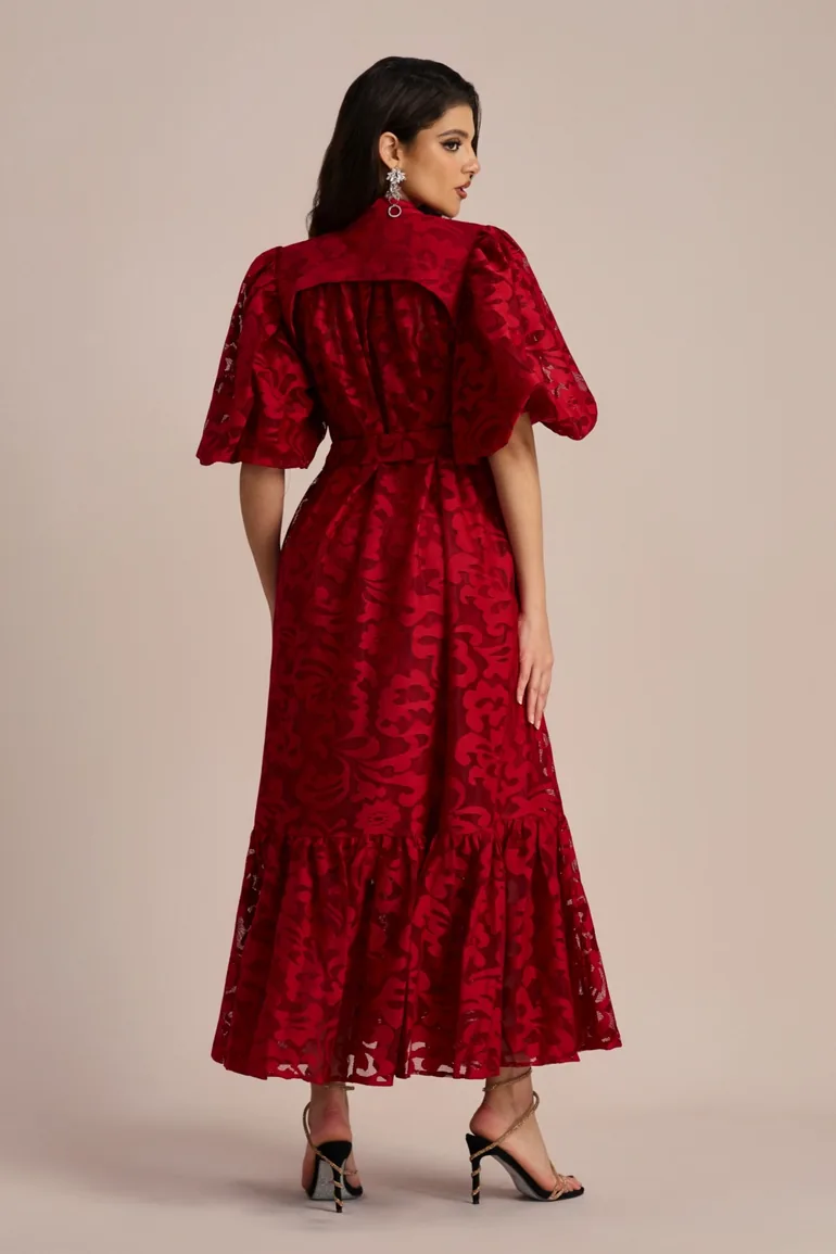 Emma Embroidered Lace Belted Dress Sunfere : Evening Dresses : VogaCloset  Iraq