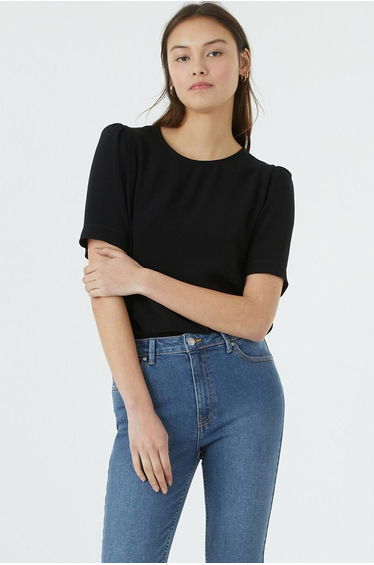 Short Sleeve Blouse with Crew Neck
