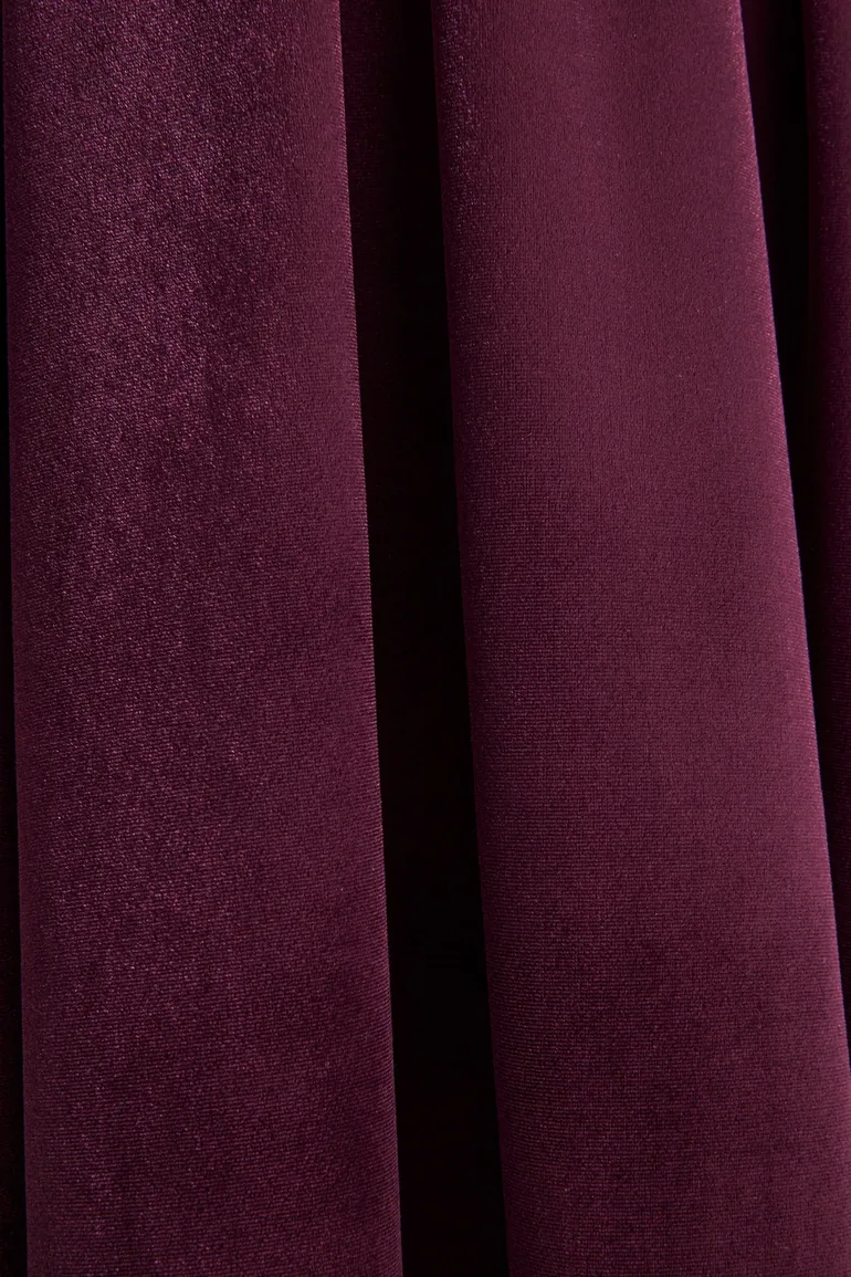 Seraphic | Burgundy Velvet Puff-Sleeve Midi Dress - 5