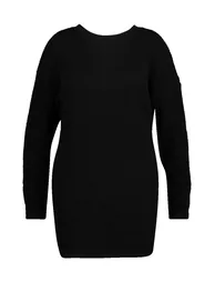 Plus Crew Neck Jumper Dress - black - 2