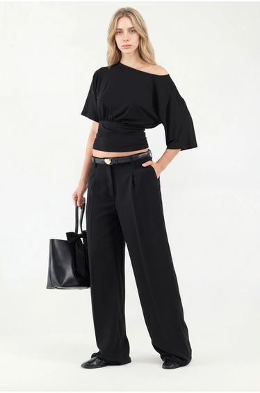 Asymmetrical Neck Soft Knit Blouse
