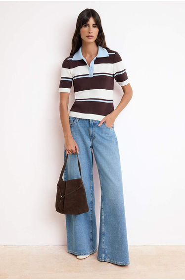 Brown Summer Premium Special Yarn Knitwear Blouse