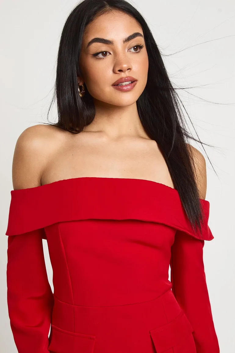 Bardot Structured Mini Dress - red - 3
