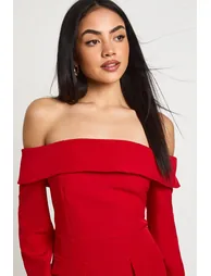 Bardot Structured Mini Dress - red - 3