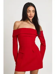 Bardot Structured Mini Dress - red - 2