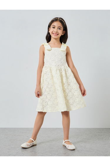 Girls Jacquard Lace Strappy Dress
