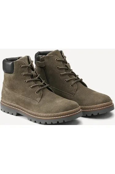 Kids Leather Ankle Boots with Zips and Laces