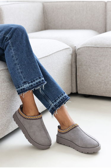 Halle Cosy Grey Faux-Suede Fur Lining Low Ankle Boot