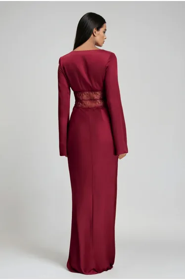 Bowie Long Sleeve Lace Plunge Maxi Dress
