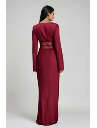 Bowie Long Sleeve Lace Plunge Maxi Dress - 3