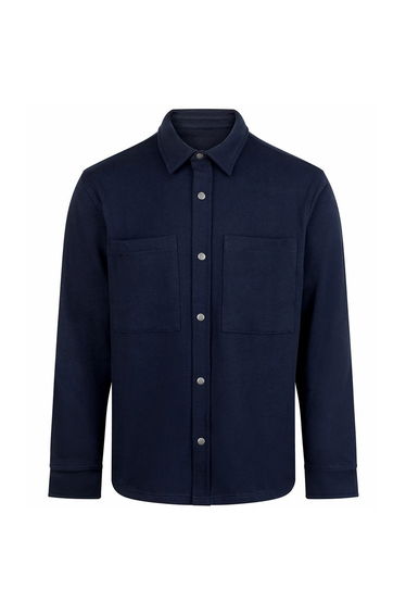 Front Row Mens Premium Piqué Overshirt - Navy