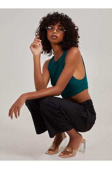 Sleeveless Slinky Crop Top