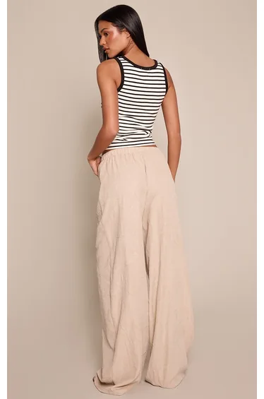 بنطلون بأرجل عريضة - بيج