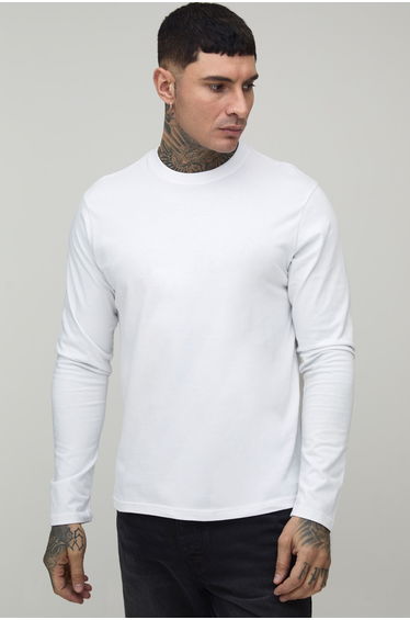 Tall Long Sleeve Crew Neck T-shirt - white