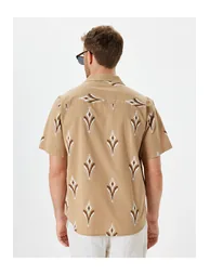 Short Sleeve Shirt Ethnic Patterned Cotton - 3