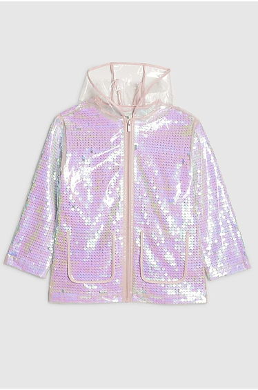 Girls Pink Sequin Rain Mac