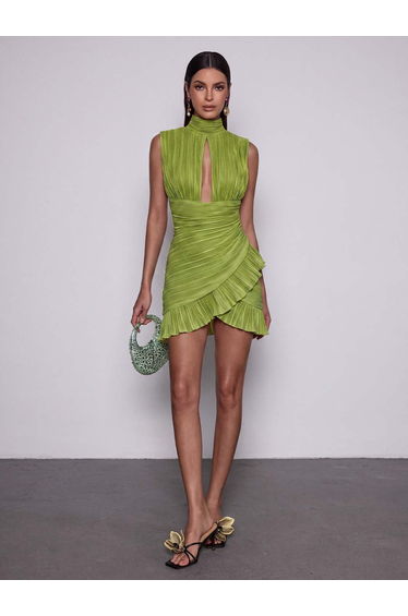 Avelorn Cutout Pleated Mini Dress
