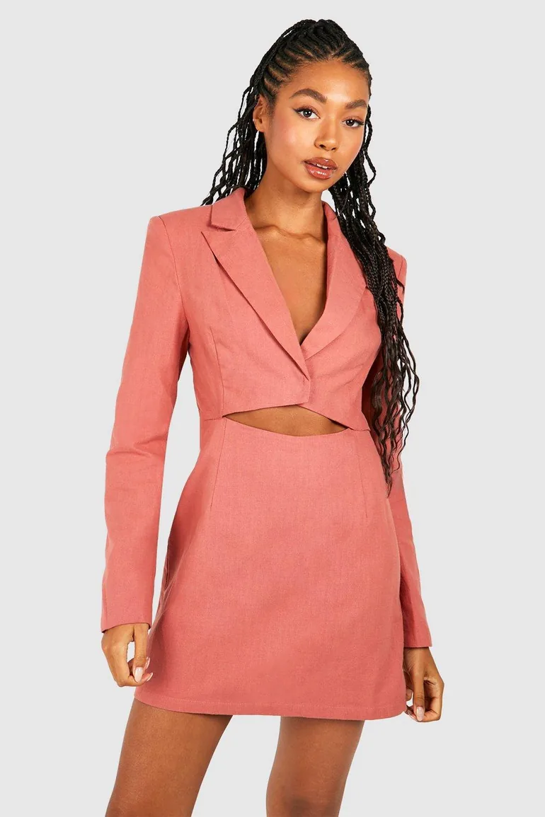 red cut out blazer dress Cherry Boss Moments Cut-Out Blazer Dress