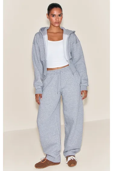 بنطلون رياضي بأرجل بشكل إسطواني - رمادي