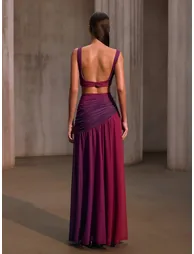 Vavixyn V Neck Cutout Ruched Maxi Dress - 5