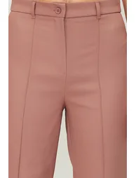 Pale Pink Straight/Straight Fit High Waist Ribbed Stitched Woven Trousers - 3