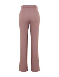 Pale Pink Straight/Straight Fit High Waist Ribbed Stitched Woven Trousers - 7
