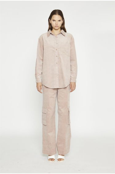 Blush Cord Ribbed Long-Sleeve Top