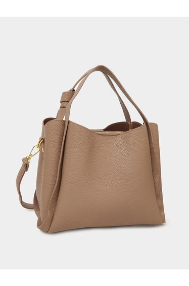Brown Textured Tote Bag