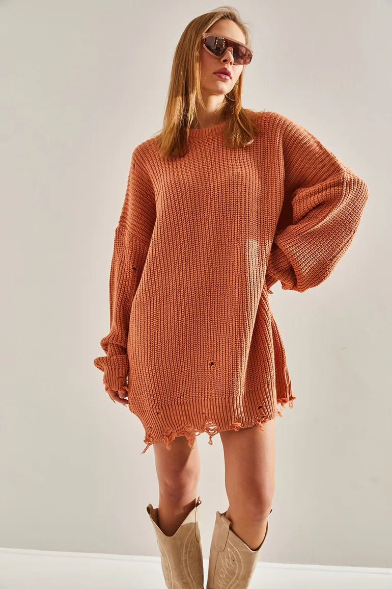 Women's Thessaloniki Knit Openwork Detail Oversize Knitwear Sweater - 3