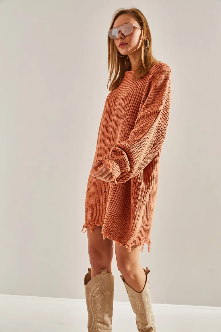 Women's Thessaloniki Knit Openwork Detail Oversize Knitwear Sweater - 5