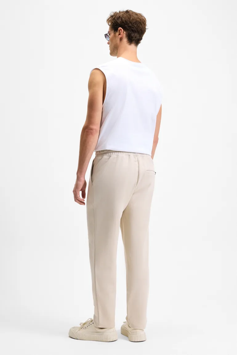 GRIMELANGE BOGARDE Men's Elastic Waist Drawstring Side Pockets Ribbed Front Relaxed Fit Stone Color Sweatpants - 3