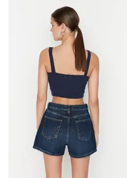 Shorts - Navy blue - High Waist - 4