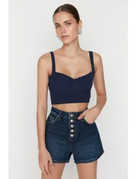 Shorts - Navy blue - High Waist - 2