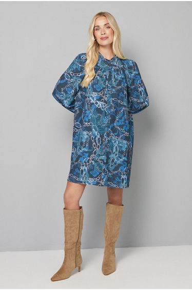 Petite Animal Button Through Swing Dress
