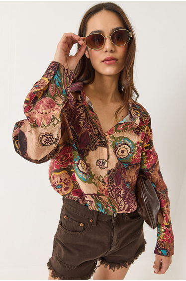 LUCCI Abstract Pattern Oversized Long Sleeve Shirt