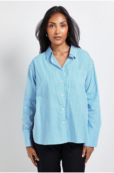 Petite Stripe Pocket Side Tape Shirt