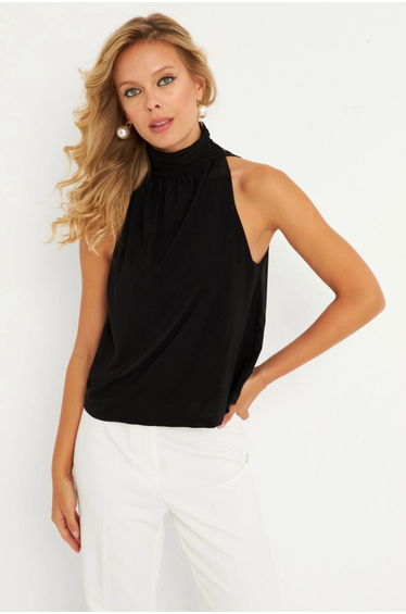 Women's Black Back Buttoned Blouse