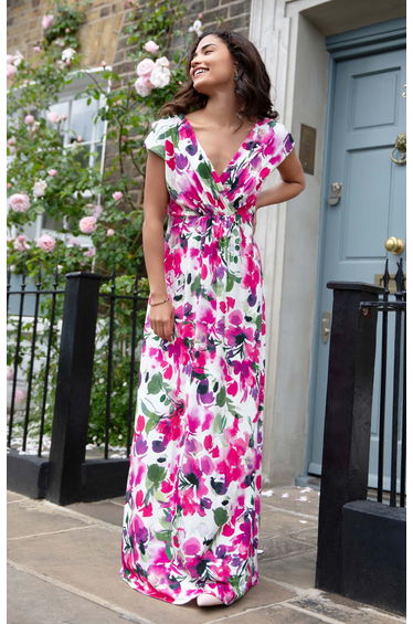 Sophia Maxi Dress Petite (Fuchsia Florals)