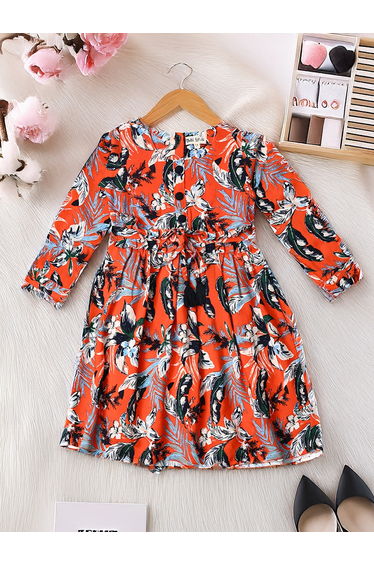 All-Over Print Cotton Dress with Lining