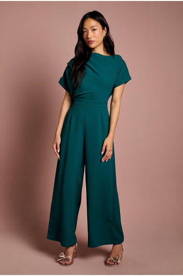 Petite Pleat Off The Shoulder Jumpsuit