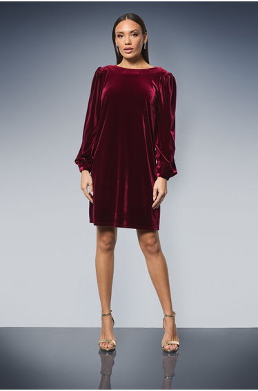 Velvet Cowl Back Shift Dress