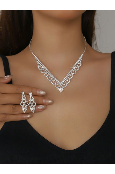 2-Piece Embellished Necklace And Earrings Jewelry Set
